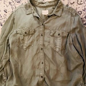 XL Olive American Eagle Button Down